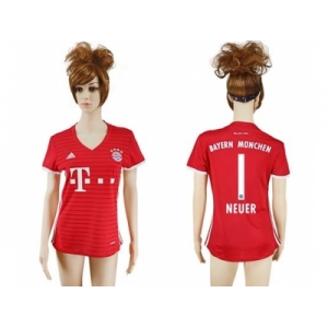 Women's Bayern Munchen #1 Neuer Home Soccer Club Jersey