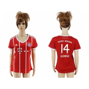 Women's Bayern Munchen #14 Alonso Home Soccer Club Jersey