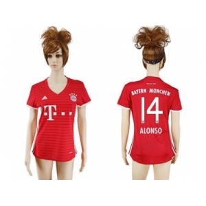 Women's Bayern Munchen #14 Alonso Home Soccer Club Jerseys