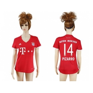 Women's Bayern Munchen #14 Pizarro Home Soccer Club Jerseys