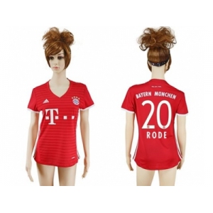 Women's Bayern Munchen #20 Rode Home Soccer Club Jerseys