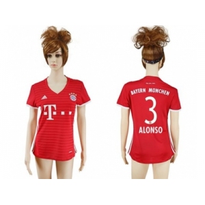 Women's Bayern Munchen #3 Alonso Home Soccer Club Jerseys