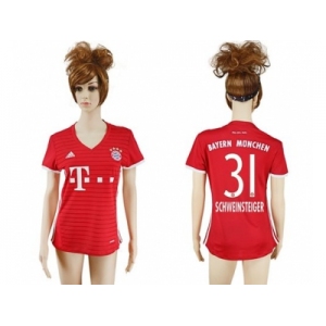 Women's Bayern Munchen #31 Schweinsteiger Home Soccer Club Jerseys