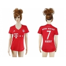 Women's Bayern Munchen #7 Ribery Home Soccer Club Jerseys