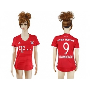 Women's Bayern Munchen #9 Lewandowski Home Soccer Club Jerseys