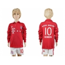 Bayern Munchen #10 Robben Home Long Sleeves Kid Soccer Club Jersey