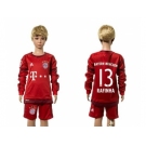 Bayern Munchen #13 Rafinha Home Long Sleeves Kid Soccer Club Jersey