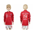 Bayern Munchen #19 Gotze Home Long Sleeves Kid Soccer Club Jersey