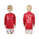 Bayern Munchen #21 Lahm Home Long Sleeves Kid Soccer Club Jersey