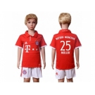 Bayern Munchen #25 Muller Home Kid Soccer Club Jerseys