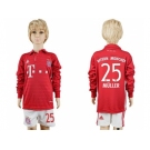 Bayern Munchen #25 Muller Home Long Sleeves Kid Soccer Club Jersey