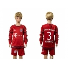 Bayern Munchen #3 Alonso Home Long Sleeves Kid Soccer Club Jersey