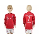 Bayern Munchen #7 Ribery Home Long Sleeves Kid Soccer Club Jersey