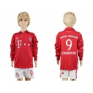 Bayern Munchen #9 Lewandowski Home Long Sleeves Kid Soccer Club Jersey