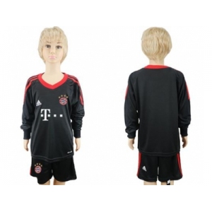 Bayern Munchen Blank Black Goalkeeper Long Sleeves Kid Soccer Club Jersey