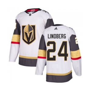 Adidas Vegas Golden Knights #24 Oscar Lindberg Authentic White Away NHL Jersey