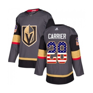 Adidas Vegas Golden Knights #28 William Carrier Authentic Gray USA Flag Fashion NHL Jersey