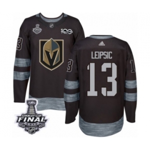 Men Adidas Vegas Golden Knights #13 Brendan Leipsic Authentic Black 1917-2017 100th Anniversary 2018 Stanley Cup Final NHL Jersey