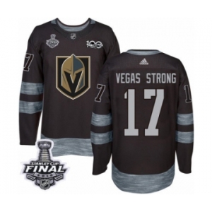 Men Adidas Vegas Golden Knights #17 Vegas Strong Authentic Black 1917-2017 100th Anniversary 2018 Stanley Cup Final NHL Jersey