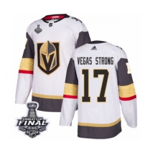 Men Adidas Vegas Golden Knights #17 Vegas Strong Authentic White Away 2018 Stanley Cup Final NHL Jersey