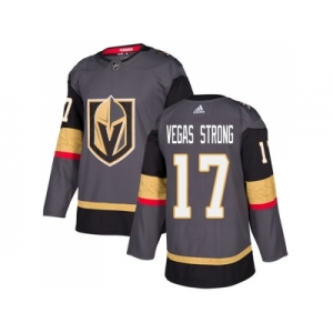Men Adidas Vegas Golden Knights #17 Vegas Strong Grey Home Authentic Stitched NHL Jersey