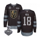 Men Adidas Vegas Golden Knights #18 James Neal Authentic Black 1917-2017 100th Anniversary 2018 Stanley Cup Final NHL Jersey