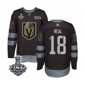 Men Adidas Vegas Golden Knights #18 James Neal Authentic Black 1917-2017 100th Anniversary 2018 Stanley Cup Final NHL Jersey