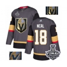 Men Adidas Vegas Golden Knights #18 James Neal Authentic Gray Fashion Gold 2018 Stanley Cup Final NHL Jersey