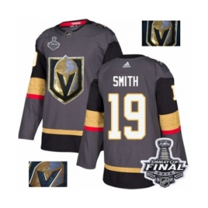 Men Adidas Vegas Golden Knights #19 Reilly Smith Authentic Gray Fashion Gold 2018 Stanley Cup Final NHL Jersey