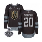 Men Adidas Vegas Golden Knights #20 Paul Thompson Authentic Black 1917-2017 100th Anniversary 2018 Stanley Cup Final NHL Jersey