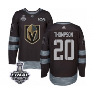 Men Adidas Vegas Golden Knights #20 Paul Thompson Authentic Black 1917-2017 100th Anniversary 2018 Stanley Cup Final NHL Jersey