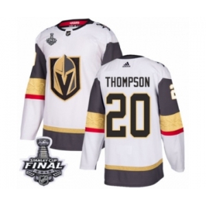Men Adidas Vegas Golden Knights #20 Paul Thompson Authentic White Away 2018 Stanley Cup Final NHL Jersey