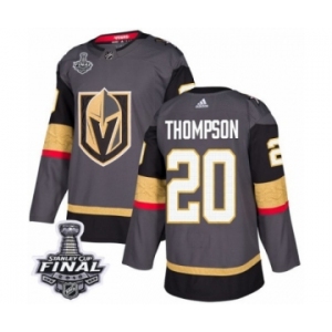 Men Adidas Vegas Golden Knights #20 Paul Thompson Premier Gray Home 2018 Stanley Cup Final NHL Jersey