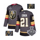 Men Adidas Vegas Golden Knights #21 Cody Eakin Authentic Gray Fashion Gold 2018 Stanley Cup Final NHL Jersey