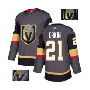Men Adidas Vegas Golden Knights #21 Cody Eakin Authentic Gray Fashion Gold NHL Jersey