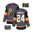 Men Adidas Vegas Golden Knights #24 Oscar Lindberg Authentic Gray Fashion Gold NHL Jersey