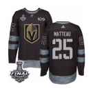 Men Adidas Vegas Golden Knights #25 Stefan Matteau Authentic Black 1917-2017 100th Anniversary 2018 Stanley Cup Final NHL Jersey