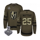 Men Adidas Vegas Golden Knights #25 Stefan Matteau Authentic Green Salute to Service 2018 Stanley Cup Final NHL Jersey