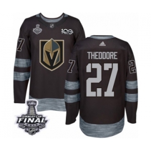 Men Adidas Vegas Golden Knights #27 Shea Theodore Authentic Black 1917-2017 100th Anniversary 2018 Stanley Cup Final NHL Jersey