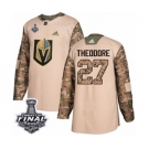 Men Adidas Vegas Golden Knights #27 Shea Theodore Authentic Camo Veterans Day Practice 2018 Stanley Cup Final NHL Jersey