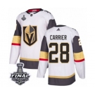 Men Adidas Vegas Golden Knights #28 William Carrier Authentic White Away 2018 Stanley Cup Final NHL Jersey