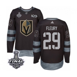 Men Adidas Vegas Golden Knights #29 Marc-Andre Fleury Authentic Black 1917-2017 100th Anniversary 2018 Stanley Cup Final NHL Jersey