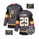 Men Adidas Vegas Golden Knights #29 Marc-Andre Fleury Authentic Gray Fashion Gold 2018 Stanley Cup Final NHL Jersey