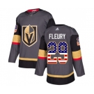 Men Adidas Vegas Golden Knights #29 Marc-Andre Fleury Authentic Gray USA Flag Fashion NHL Jersey