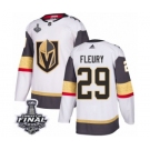 Men Adidas Vegas Golden Knights #29 Marc-Andre Fleury Authentic White Away 2018 Stanley Cup Final NHL Jersey