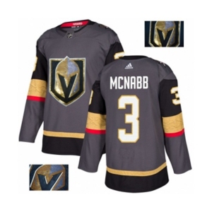 Men Adidas Vegas Golden Knights #3 Brayden McNabb Authentic Gray Fashion Gold NHL Jersey
