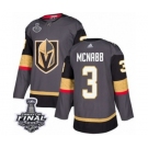 Men Adidas Vegas Golden Knights #3 Brayden McNabb Authentic Gray Home 2018 Stanley Cup Final NHL Jersey