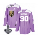 Men Adidas Vegas Golden Knights #30 Malcolm Subban Authentic Purple Fights Cancer Practice 2018 Stanley Cup Final NHL Jersey