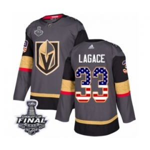 Men Adidas Vegas Golden Knights #33 Maxime Lagace Authentic Gray USA Flag Fashion 2018 Stanley Cup Final NHL Jersey