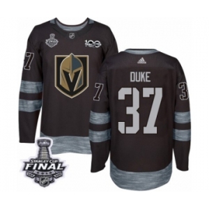 Men Adidas Vegas Golden Knights #37 Reid Duke Authentic Black 1917-2017 100th Anniversary 2018 Stanley Cup Final NHL Jersey